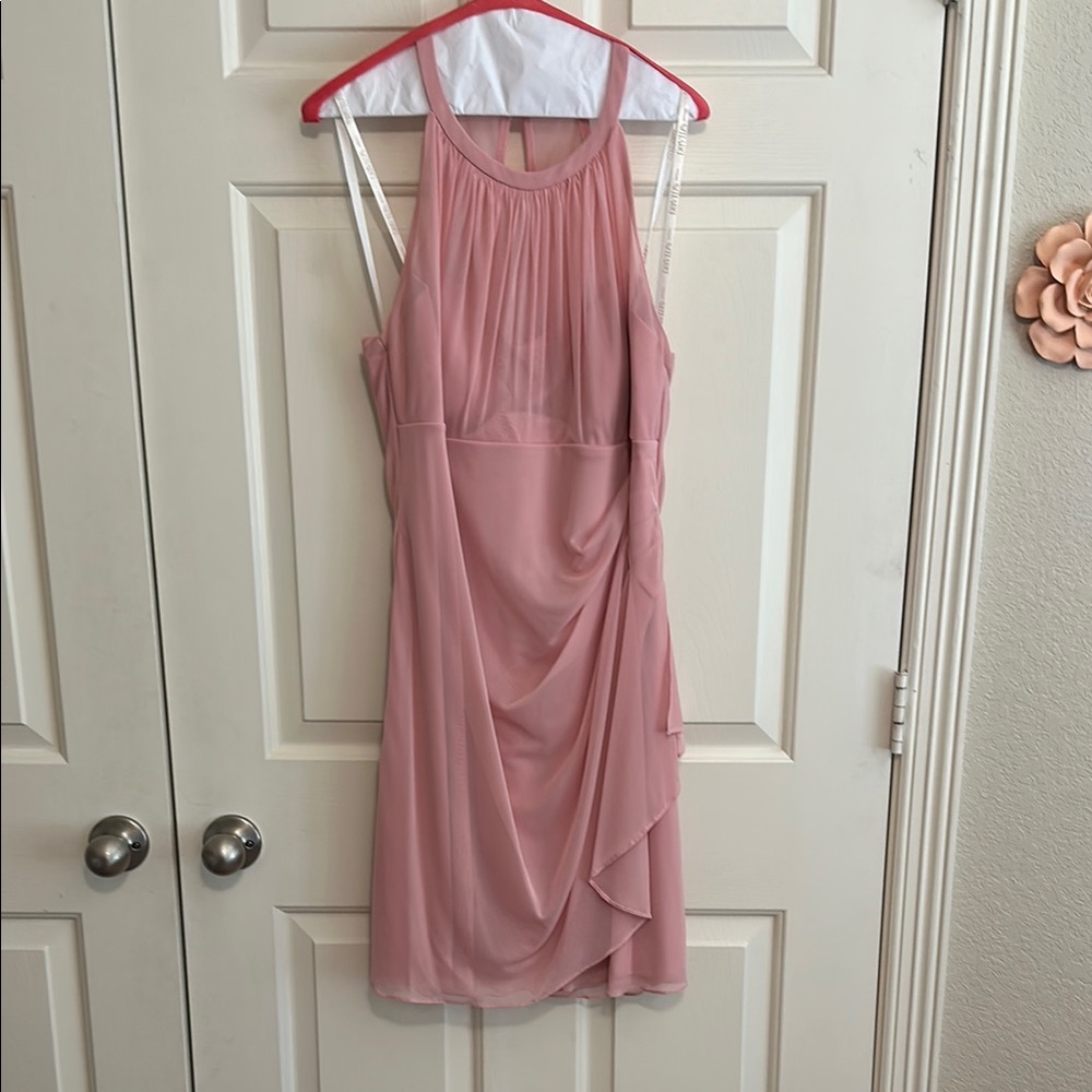 Elegant Pink Halter Dress